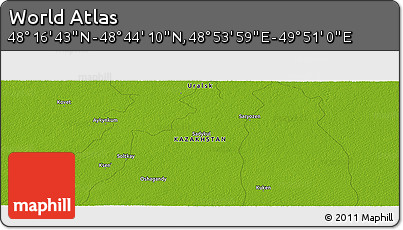 Physical Panoramic Map of the Area around 48° 30' 27" N, 49° 22' 30" E