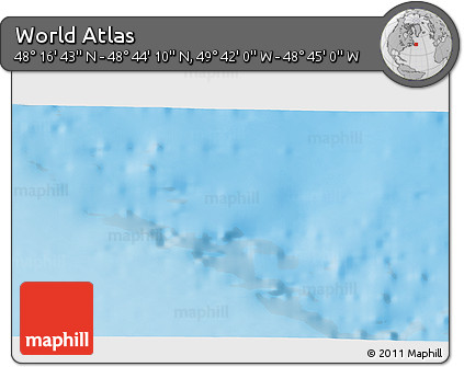 Physical 3D Map of the Area around 48° 30' 27" N, 49° 13' 30" W