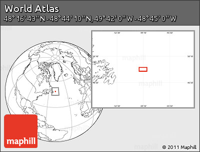 Blank Location Map of the Area around 48° 30' 27" N, 49° 13' 30" W