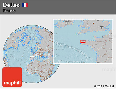 Gray Location Map of Dellec, hill shading