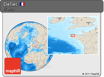 Shaded Relief Location Map of Dellec
