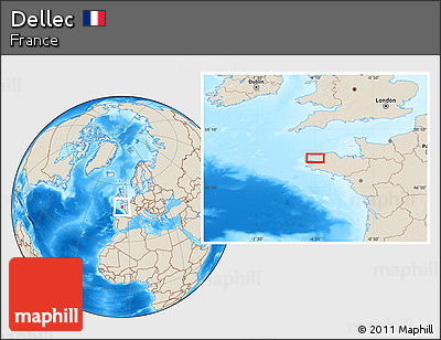 Shaded Relief Location Map of Dellec