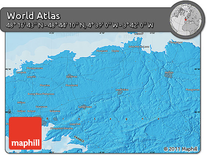 Political Map of the Area around 48° 30' 27" N, 4° 10' 30" W