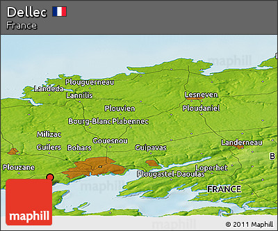 Physical Panoramic Map of Dellec