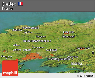 Satellite Panoramic Map of Dellec