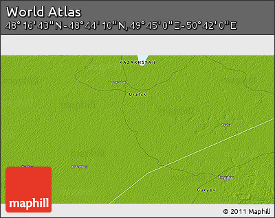 Physical 3D Map of the Area around 48° 30' 27" N, 50° 13' 30" E