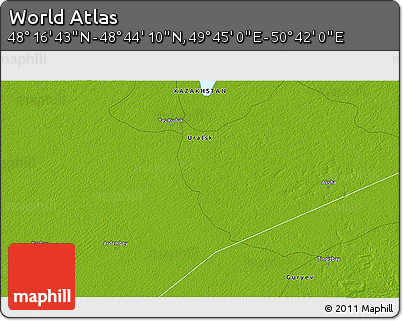 Physical 3D Map of the Area around 48° 30' 27" N, 50° 13' 30" E