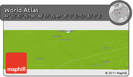 Physical Panoramic Map of the Area around 48° 30' 27" N, 50° 13' 30" E