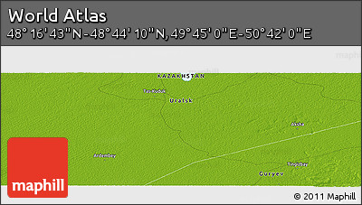 Physical Panoramic Map of the Area around 48° 30' 27" N, 50° 13' 30" E