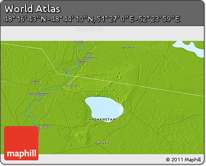 Physical 3D Map of the Area around 48° 30' 27" N, 51° 55' 29" E