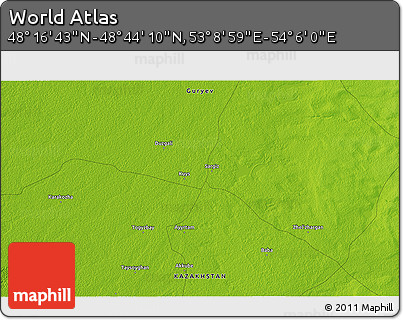 Physical 3D Map of the Area around 48° 30' 27" N, 53° 37' 30" E
