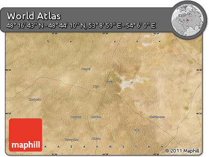 Satellite Map of the Area around 48° 30' 27" N, 53° 37' 30" E