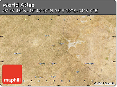 Satellite Map of the Area around 48° 30' 27" N, 53° 37' 30" E
