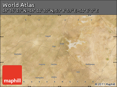 Satellite Map of the Area around 48° 30' 27" N, 53° 37' 30" E