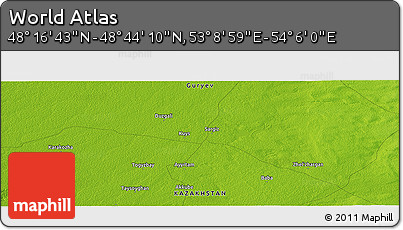 Physical Panoramic Map of the Area around 48° 30' 27" N, 53° 37' 30" E
