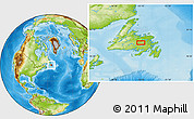 Physical Location Map of the area around 48° 30' 27" N, 55° 10' 29" W