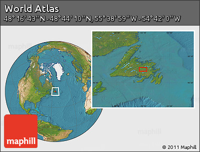 Satellite Location Map of the Area around 48° 30' 27" N, 55° 10' 29" W