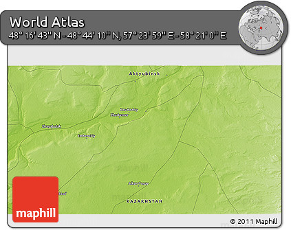Physical 3D Map of the Area around 48° 30' 27" N, 57° 52' 30" E