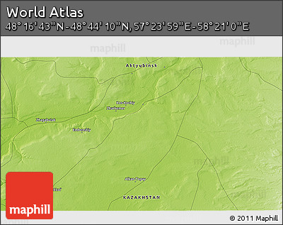 Physical 3D Map of the Area around 48° 30' 27" N, 57° 52' 30" E