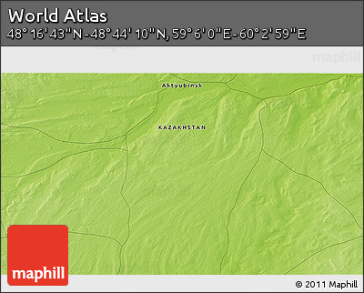 Physical 3D Map of the Area around 48° 30' 27" N, 59° 34' 30" E