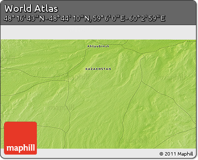 Physical 3D Map of the Area around 48° 30' 27" N, 59° 34' 30" E