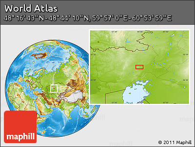 Physical Location Map of the Area around 48° 30' 27" N, 60° 25' 29" E