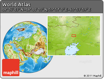 Physical Location Map of the Area around 48° 30' 27" N, 60° 25' 29" E