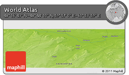 Physical Panoramic Map of the Area around 48° 30' 27" N, 60° 25' 29" E