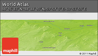 Physical Panoramic Map of the Area around 48° 30' 27" N, 60° 25' 29" E