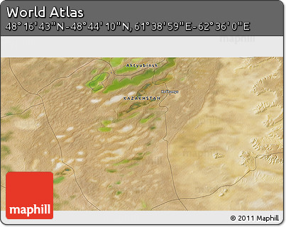 Satellite 3D Map of the Area around 48° 30' 27" N, 62° 7' 30" E