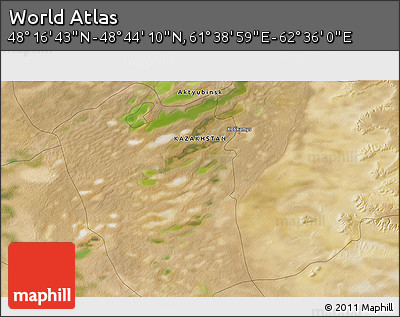 Satellite 3D Map of the Area around 48° 30' 27" N, 62° 7' 30" E