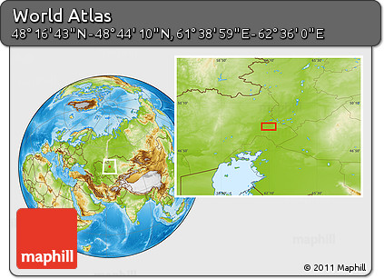 Physical Location Map of the Area around 48° 30' 27" N, 62° 7' 30" E