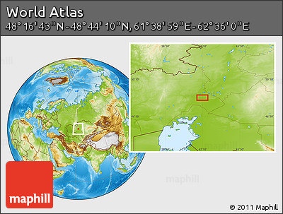 Physical Location Map of the Area around 48° 30' 27" N, 62° 7' 30" E