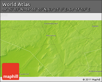 Physical 3D Map of the Area around 48° 30' 27" N, 63° 49' 30" E