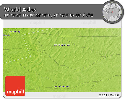 Physical 3D Map of the Area around 48° 30' 27" N, 64° 40' 30" E
