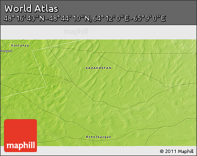 Physical 3D Map of the Area around 48° 30' 27" N, 64° 40' 30" E