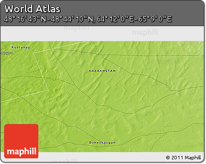 Physical 3D Map of the Area around 48° 30' 27" N, 64° 40' 30" E