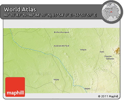 Physical 3D Map of the Area around 48° 30' 27" N, 66° 22' 30" E