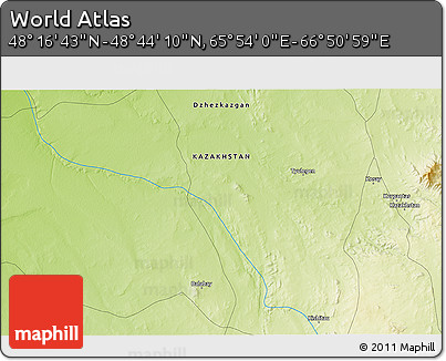 Physical 3D Map of the Area around 48° 30' 27" N, 66° 22' 30" E