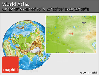 Physical Location Map of the Area around 48° 30' 27" N, 68° 4' 29" E