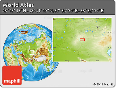 Physical Location Map of the Area around 48° 30' 27" N, 68° 4' 29" E