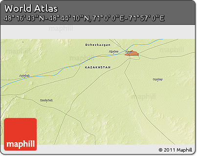 Physical 3D Map of the Area around 48° 30' 27" N, 71° 28' 29" E