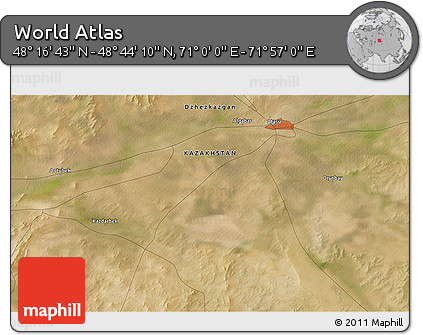 Satellite 3D Map of the Area around 48° 30' 27" N, 71° 28' 29" E