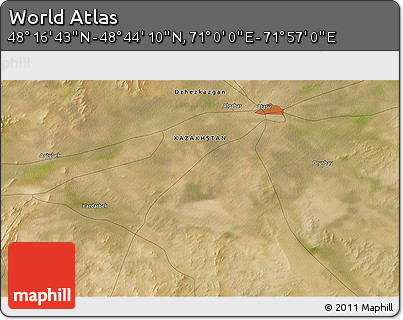 Satellite 3D Map of the Area around 48° 30' 27" N, 71° 28' 29" E