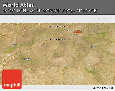 Satellite 3D Map of the Area around 48° 30' 27" N, 71° 28' 29" E