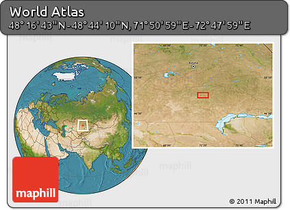 Satellite Location Map of the Area around 48° 30' 27" N, 72° 19' 29" E
