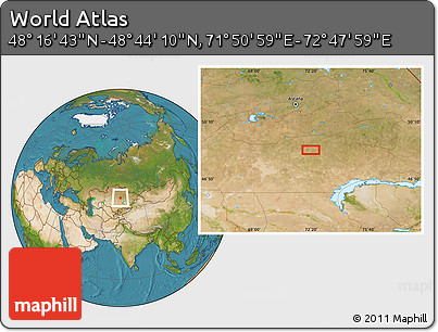 Satellite Location Map of the Area around 48° 30' 27" N, 72° 19' 29" E