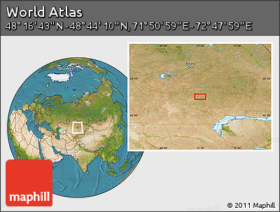 Satellite Location Map of the Area around 48° 30' 27" N, 72° 19' 29" E