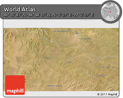 Satellite 3D Map of the Area around 48° 30' 27" N, 76° 34' 29" E