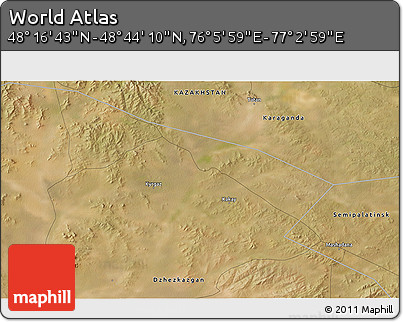 Satellite 3D Map of the Area around 48° 30' 27" N, 76° 34' 29" E